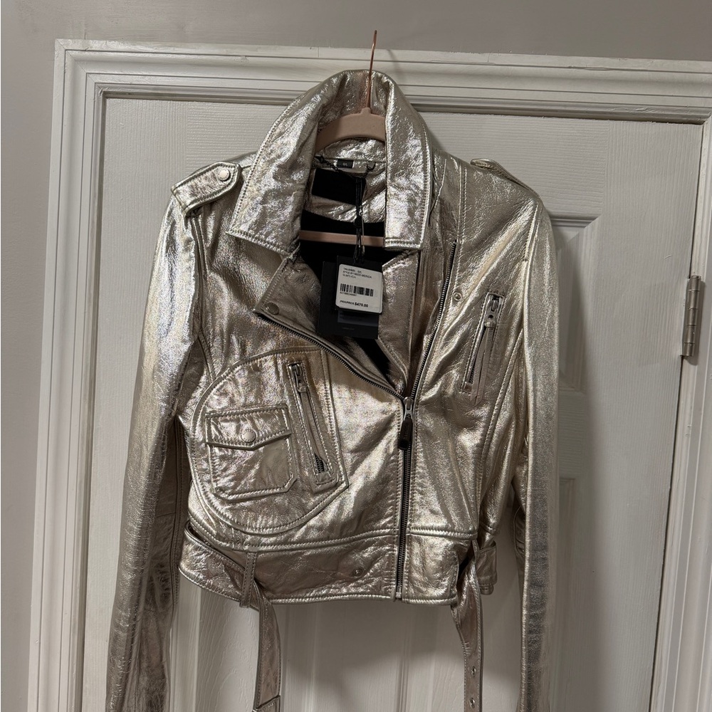 RUDSAK Metallic Silver Leather Jacket